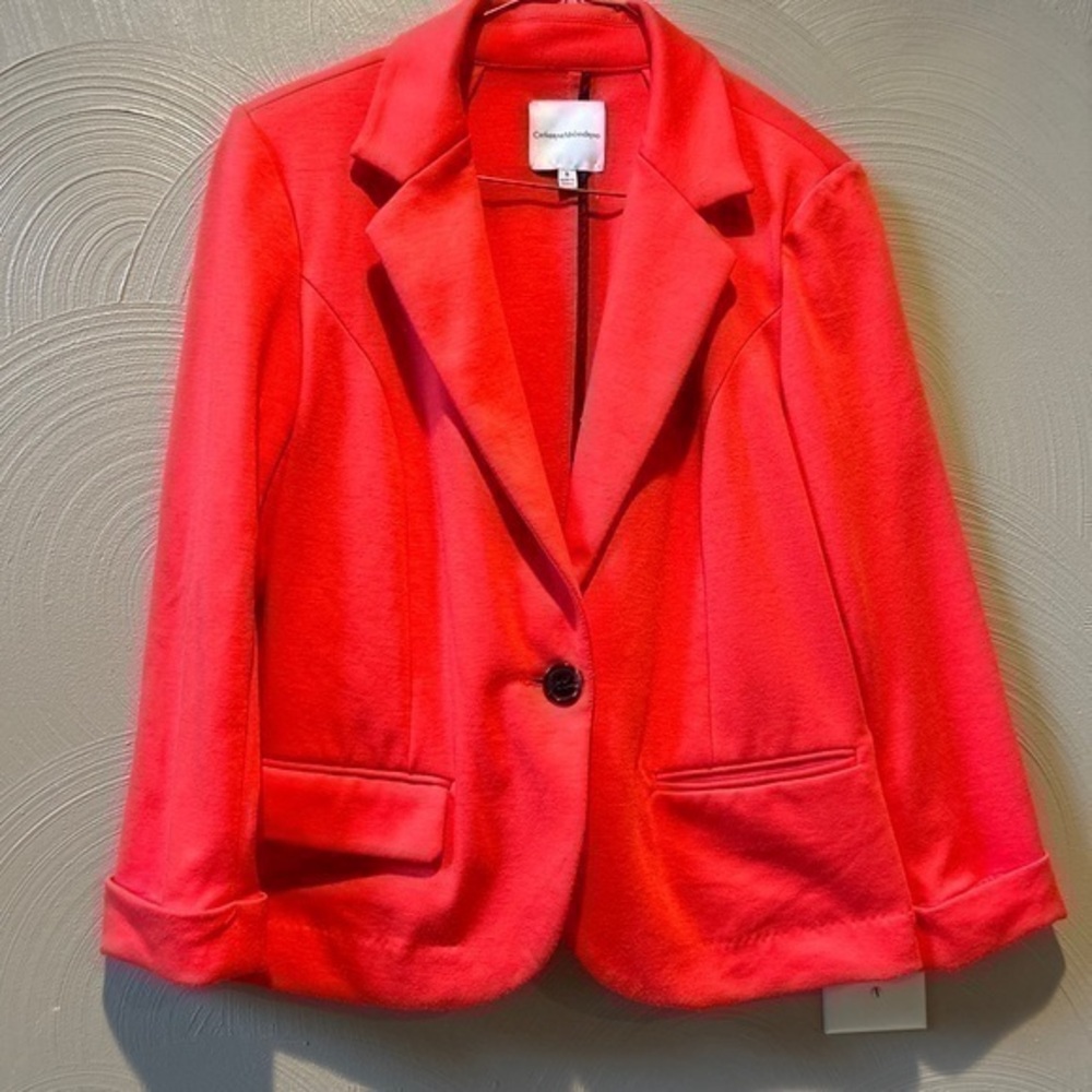 Catherine Malandrino One Button Suit Jacket Blazer Career Size Small Orange